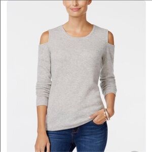 Charter Club Women's Cold Shoulder Sweater Long Sleeve Hrcrystal Gray Size XL